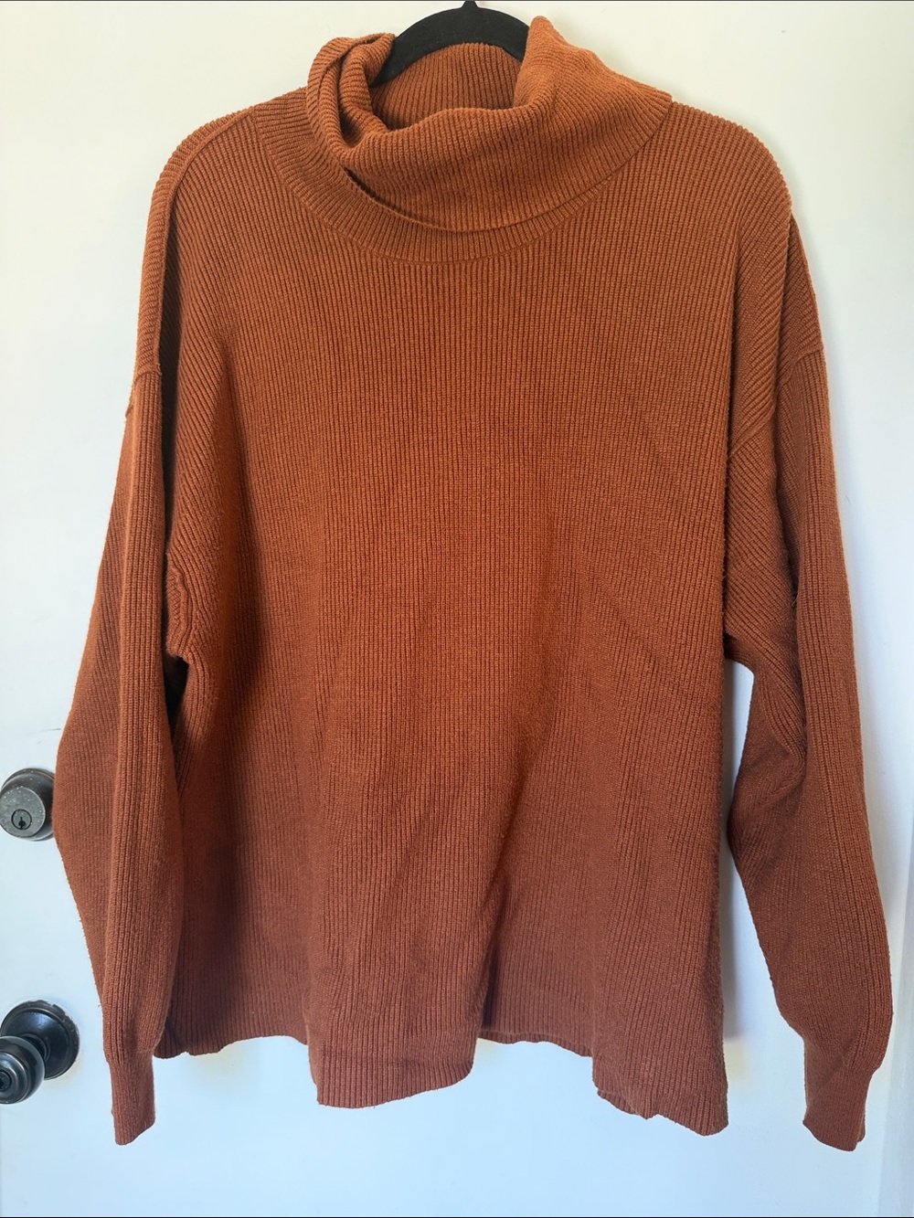 Free People Ribbed Oversized Turtleneck Sweater Rust large